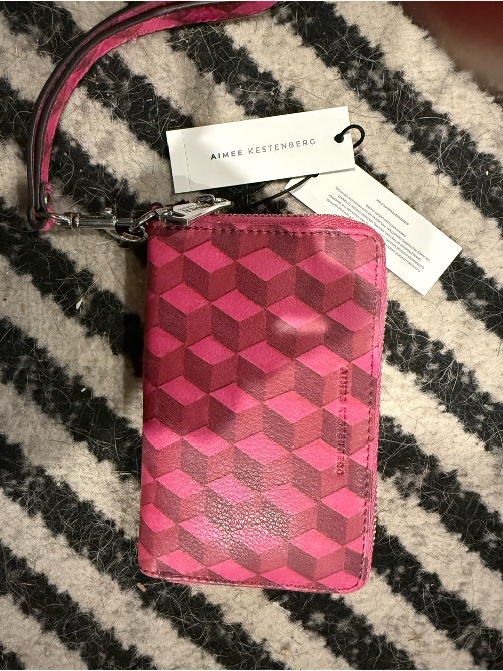 Aimee Kestenberg Pink Geometric Card Holder Wristlet